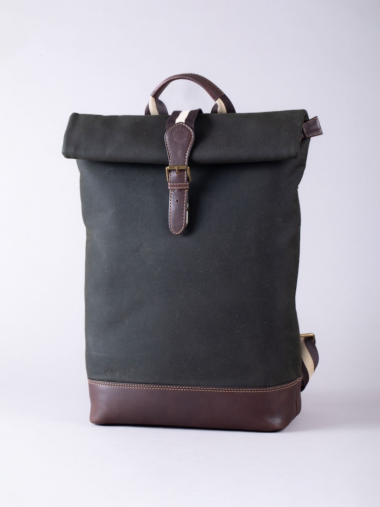 Lakeland Leather Dark Green Waxed Walton Rolltop Backpack - Image 1 of 9