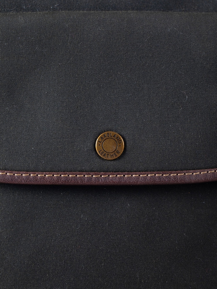 Lakeland Leather Dark Green Waxed Walton Rolltop Backpack - Image 7 of 7