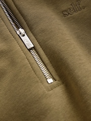 self. Olive Green Half Zip Sweatshirt - Image 12 of 12