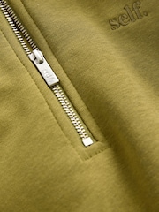 self. Olive Green Half Zip Sweatshirt - Image 2 of 3