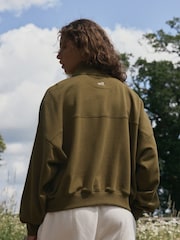 self. Olive Green Half Zip Sweatshirt - Image 4 of 12