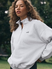self. Grey Half Zip Sweatshirt - Image 1 of 7