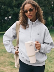 self. Grey Half Zip Sweatshirt - Image 2 of 7