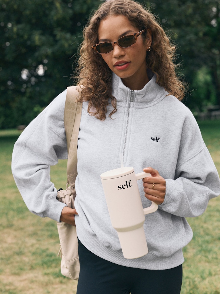 self. Grey Half Zip Sweatshirt - Image 2 of 7