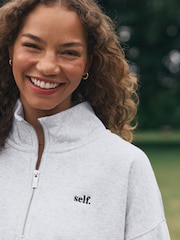 self. Grey Half Zip Sweatshirt - Image 4 of 7