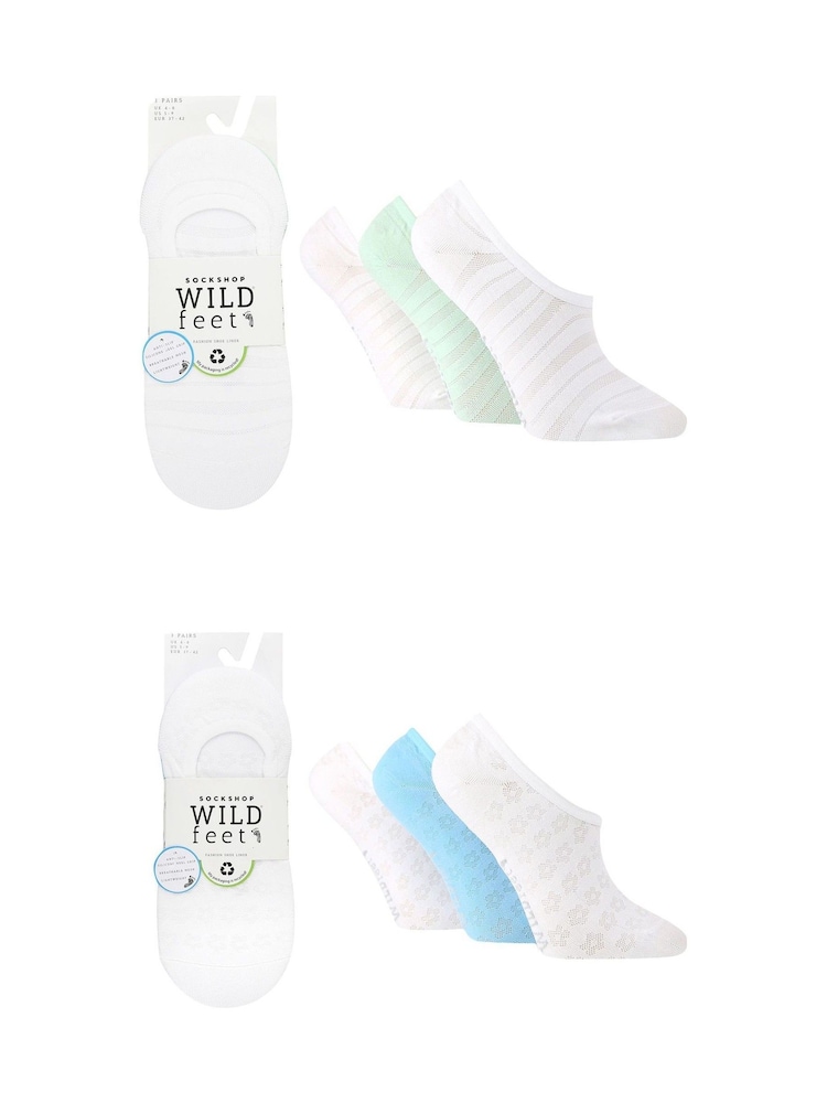 لون طبيعي - Wild Feet Low Cut No Show Mesh Liners Trainers Socks 6 Pack - صورة 5 من 5