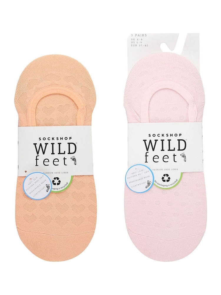لون كريم طبيعي - Wild Feet Low Cut No Show Mesh Liners Trainers Socks 6 Pack - صورة 2 من 5