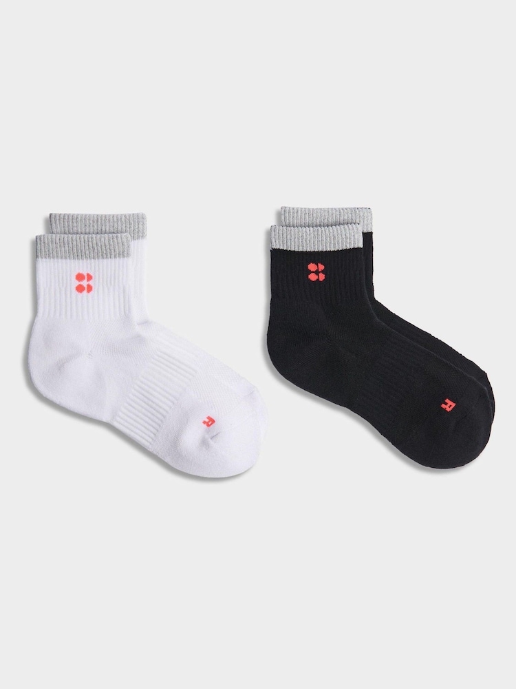 Sweaty Betty Black Reflective Workout Mini Crew Socks 2 Pack - Image 1 of 2