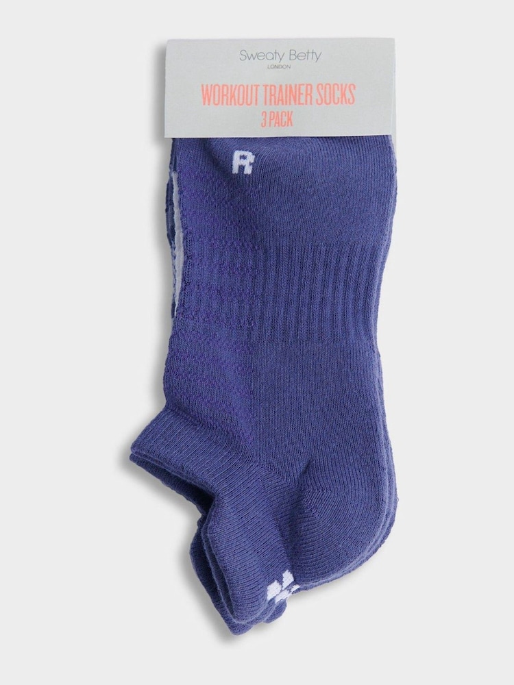 Sweaty Betty Blue Workout Trainers Socks 3 Pack - Image 2 of 2