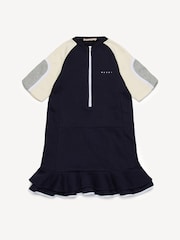Marni Blue Logo Colourblock Dress With Peplum Hem Detail - Image 1 of 10