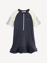 Marni Blue Logo Colourblock Dress With Peplum Hem Detail - Image 2 of 10