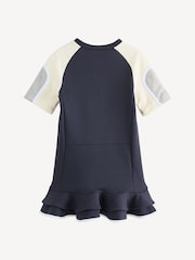 Marni Blue Logo Colourblock Dress With Peplum Hem Detail - Image 3 of 10