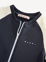 Marni Blue Logo Colourblock Dress With Peplum Hem Detail - Image 9 of 10