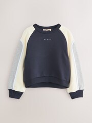 Marni Blue Logo Cropped Colourblock Sweatshirt - Image 1 of 2