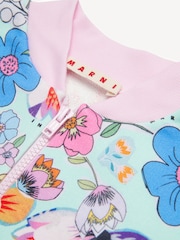 Marni Blue Floral Printed Cropped Sweatshirt - Image 3 of 4