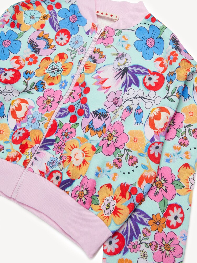 Marni Blue Floral Printed Cropped Sweatshirt - Image 4 of 4