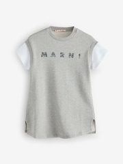 Marni Grey T-Shirt Dress With Diamante Logo - Image 1 of 5