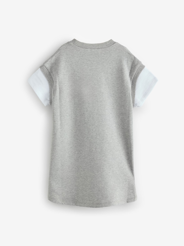Marni Grey T-Shirt Dress With Diamante Logo - Image 2 of 5