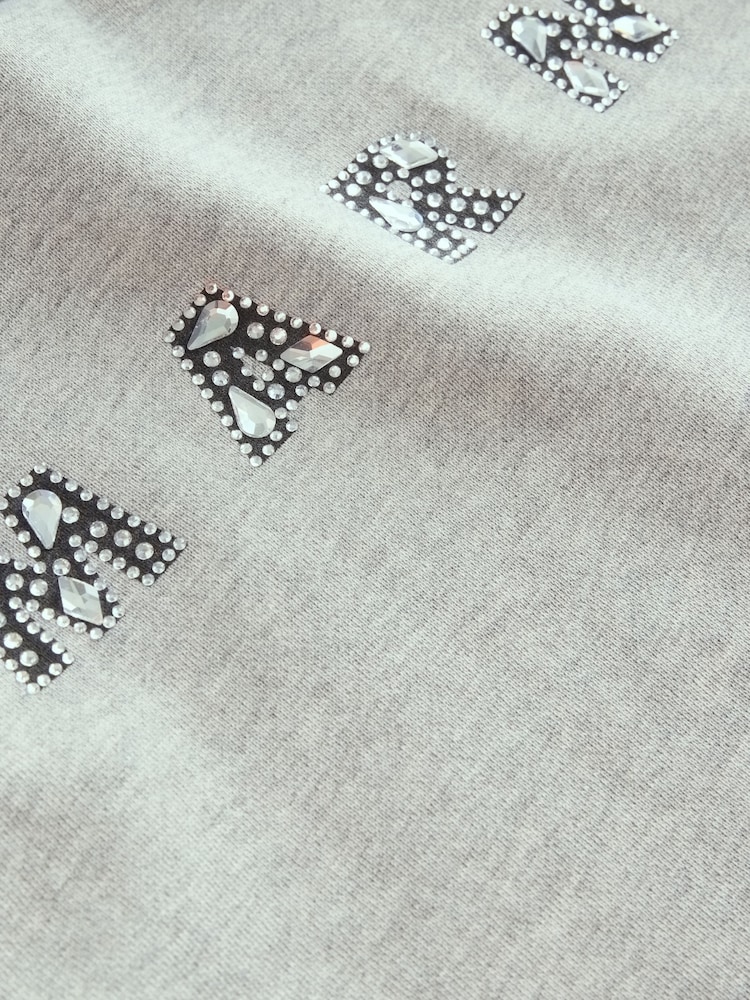 Marni Grey T-Shirt Dress With Diamante Logo - Image 5 of 5