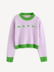 Marni Purple Colourblock Knitted Logo Jumper - Image 1 of 8