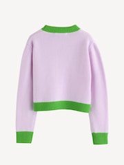 Marni Purple Colourblock Knitted Logo Jumper - Image 2 of 8