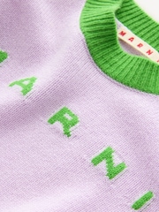 Marni Purple Colourblock Knitted Logo Jumper - Image 6 of 8