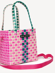 Marni Pink Multicolour Basket Cross-Body Bag With Logo - Image 6 of 6