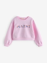 وردي - Marni Logo Cropped Sweatshirt - صورة 1 من 5