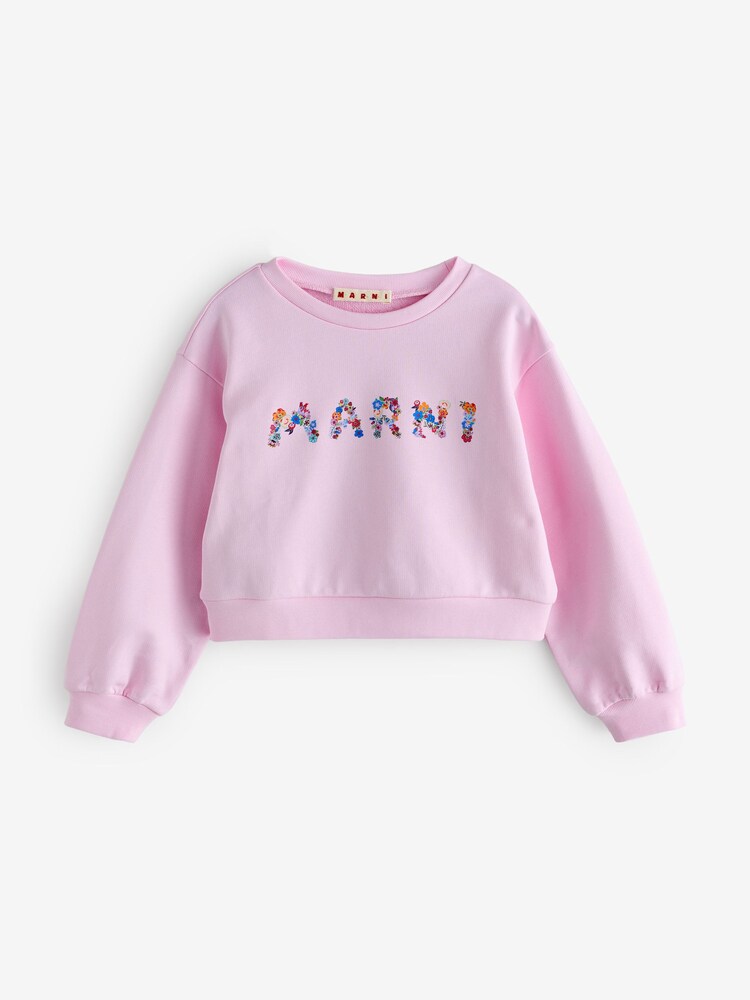 وردي - Marni Logo Cropped Sweatshirt - صورة 1 من 5