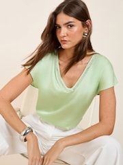 Verde menta - Friends Like These V-Neck Diamante Trim Short Sleeve Blouse - Imagen 1 de 4