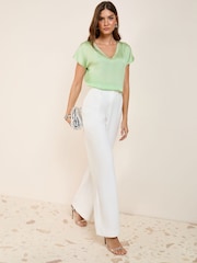 Verde menta - Friends Like These V-Neck Diamante Trim Short Sleeve Blouse - Imagen 3 de 4