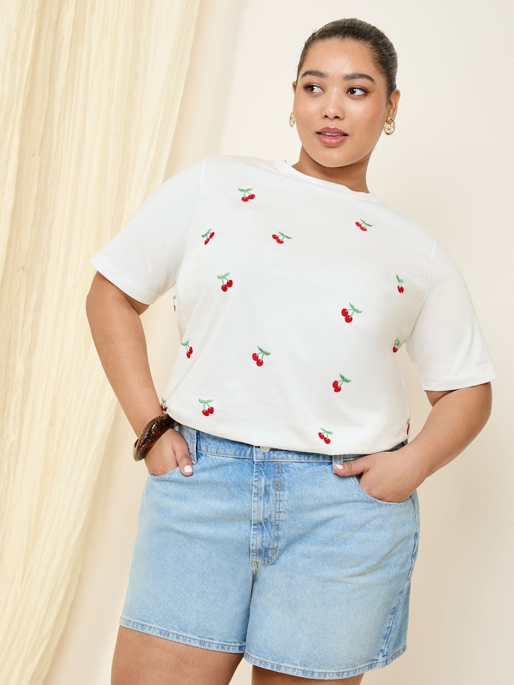 Friends Like These Ivory Curve Crew Neck 100% Cotton Easy T-Shirt - Image 2 of 4