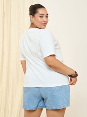 Friends Like These Ivory Curve Crew Neck 100% Cotton Easy T-Shirt - Image 4 of 4