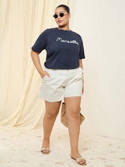 Friends Like These Navy Curve Short Sleeve Rope Embroidered T-Shirt - Image 3 of 5