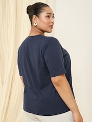 Friends Like These Navy Curve Short Sleeve Rope Embroidered T-Shirt - Image 5 of 5