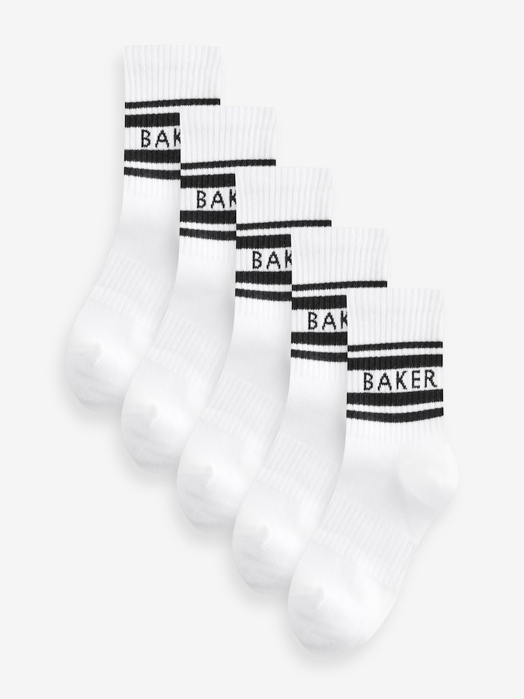 Weiß gestreift - Baker by Ted Baker Boys Socks 5 Pack - Bild 1 von 8 Weiß gestreift - Baker by Ted Baker Boys Socks 5 Pack - Bild 1 von 8