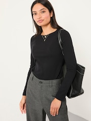 Negro - FatFace Long Sleeve Top - Imagen 3 de 6