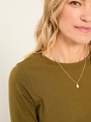 FatFace Nell Olive Green Long Sleeve Top - Image 3 of 5