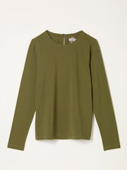 FatFace Nell Olive Green Long Sleeve Top - Image 5 of 5