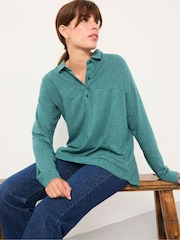 FatFace Teal Blue Stripe Jersey Shirt - Image 4 of 5