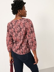 FatFace Cassie Purple Vintage Floral Broderie Top - Image 2 of 6