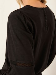 FatFace Cassie Black Broderie Top - Image 4 of 6