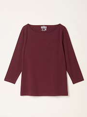 FatFace Pip Burgundy Boat Neck Top - Image 1 of 1