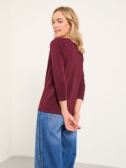 FatFace Pip Burgundy Boat Neck Top - Image 2 of 5