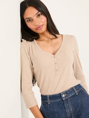 بيج فاتح - FatFace Henley Top - صورة 4 من 6