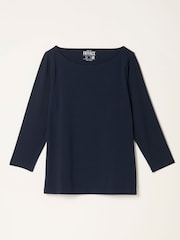 FatFace Pip Navy Boat Neck Top - Image 1 of 1