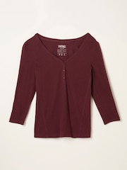 FatFace Connie Burgundy Henley Top - Image 1 of 1