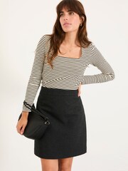 FatFace Thea Ivory Stripe Square Neck Top - Image 1 of 4