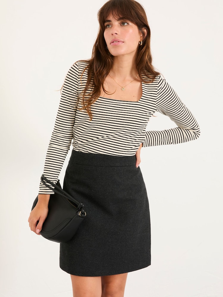 FatFace Thea Ivory Stripe Square Neck Top - Image 1 of 4