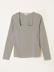 FatFace Thea Ivory Stripe Square Neck Top - Image 4 of 4